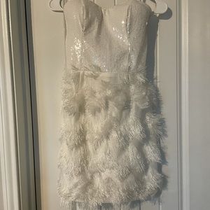 White strapless mini dress